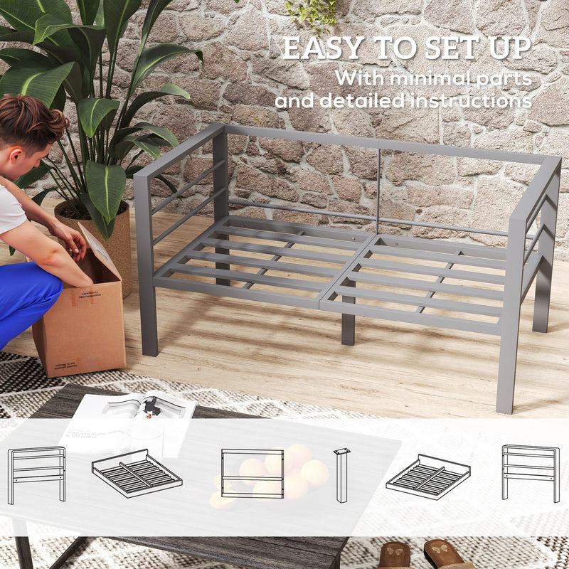 Outsunny All-Weather Garden Loveseat with Removable Cushions, Charcoal Grey