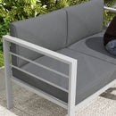 Outsunny All-Weather Garden Loveseat with Removable Cushions, Charcoal Grey