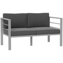 Outsunny All-Weather Garden Loveseat with Removable Cushions, Charcoal Grey