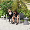 Outsunny All-Weather Garden Loveseat with Removable Cushions, Charcoal Grey