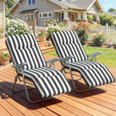 Outsunny Set of 2 Adjustable Sun Lounger Recliner Reclining Seat Grey Stripe