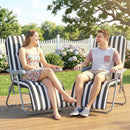 Outsunny Set of 2 Adjustable Sun Lounger Recliner Reclining Seat Grey Stripe