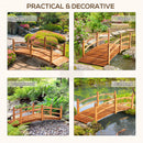 Outsunny Wooden Garden Bridge with Safety Railings, Classic Arc Footbridge