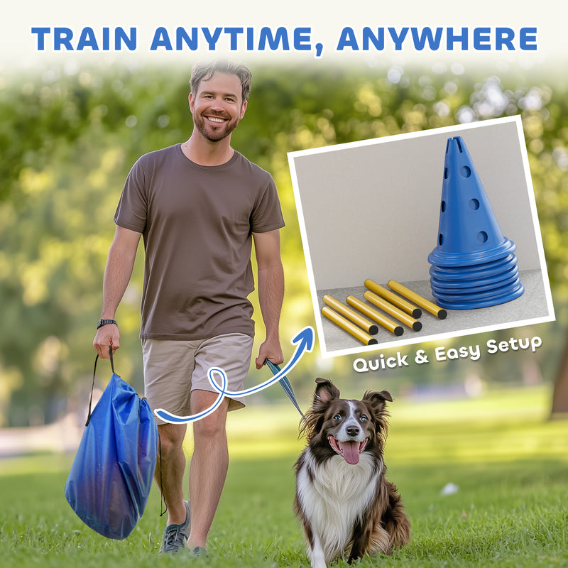 PawHut Dog Agility Equipment Set, Three-Piece Adjustable Height Jumping