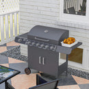 Outsunny 6+1 Burner Gas BBQ Grill Garden Barbecue with Wheels, Cabinet Grey