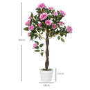 Outsunny Set Of 2 90cm Artificial Rose Tree, Fake Decorative Plant