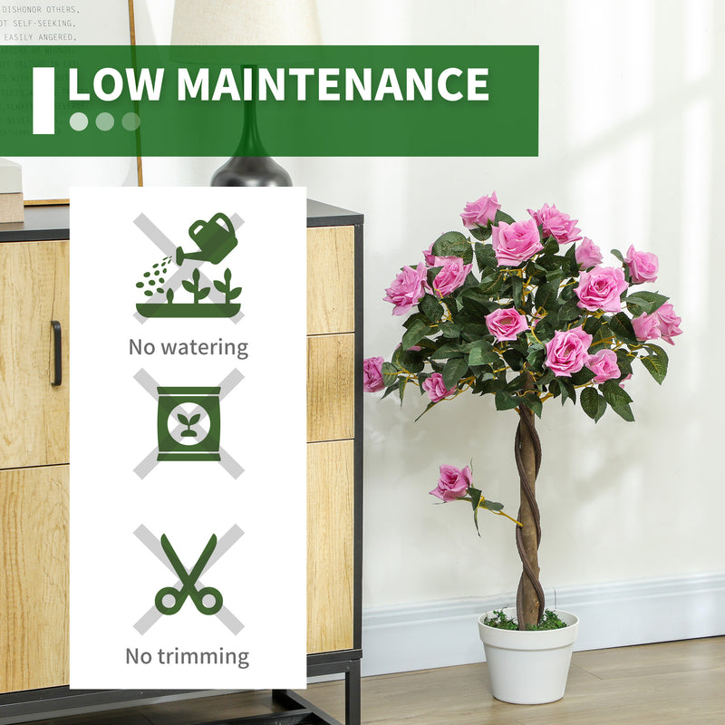 Outsunny Set of 2 90cm Artificial Rose Tree, Fake Decorative Plant