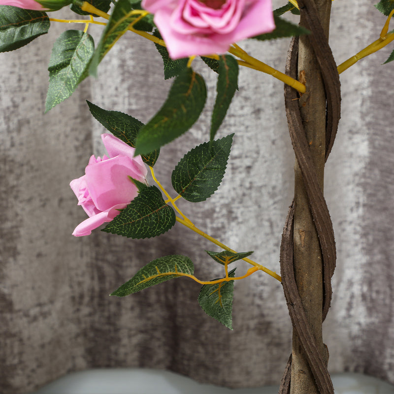 Outsunny Set of 2 90cm Artificial Rose Tree, Fake Decorative Plant