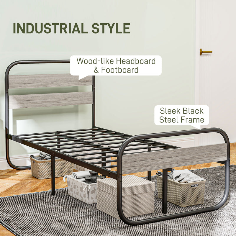 HOMCOM Metal Platform Bed Frame with Under Bed Storage