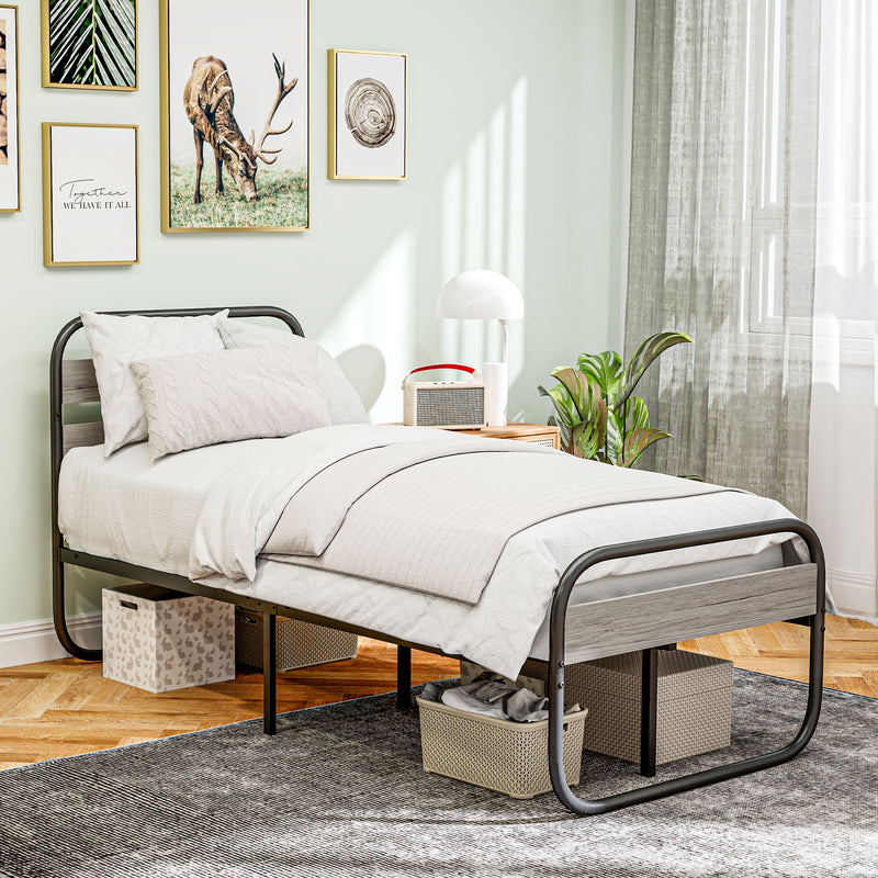 HOMCOM Metal Platform Bed Frame with Under Bed Storage