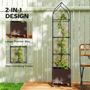 Outsunny Raised Garden Bed Tomato Cage with Trellis, Drainage Holes, Brown