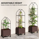 Outsunny Raised Garden Bed Tomato Cage with Trellis, Drainage Holes, Brown