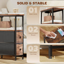 HOMCOM Side Table, Narrow Bedside Table with Charging Station, 2 Drawers