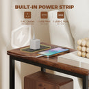 HOMCOM Side Table, Narrow Bedside Table with Charging Station, 2 Drawers