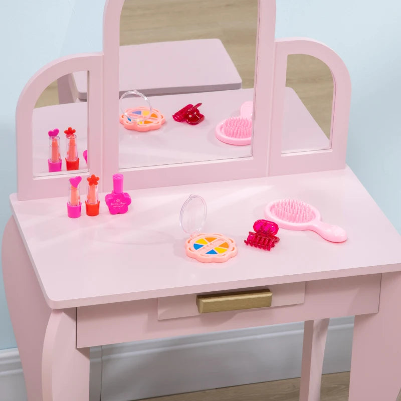 HOMCOM Dressing Table Set - Pink