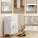 HOMCOM Industrial Kitchen Sideboard with Open Shelf & 2 Cabinets, White