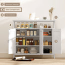 HOMCOM Industrial Kitchen Sideboard with Open Shelf & 2 Cabinets, White