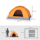 Outsunny Camping Tent for 2 Person Dome Tent w/ Storage Pocket Orange