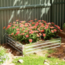 Outsunny Raised Garden Bed Metal Patio Backyard Flower Planter, Silver Tone