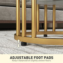 HOMCOM Marble-Effect Round Coffee Table Set of 2 for Living Room, Gold Tone