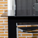 Outsunny Outdoor Dining Table for 6 Patio Table with Glass Tabletop Black