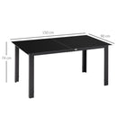 Outsunny Outdoor Dining Table for 6 Patio Table with Glass Tabletop Black