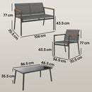Outsunny 4 Seater Garden Furniture Set, Metal Garden Sofa Set, Grey