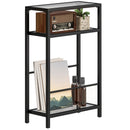 HOMCOM Slim Side Table, End Table with Tempered Glass Tabletop, Black