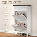 HOMCOM Shoe Cabinet with 2 Flip Drawers, Narrow Shoe Storage Cabinet, White