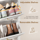 HOMCOM Shoe Cabinet with 2 Flip Drawers, Narrow Shoe Storage Cabinet, White