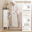HOMCOM Shoe Cabinet with 2 Flip Drawers, Narrow Shoe Storage Cabinet, White