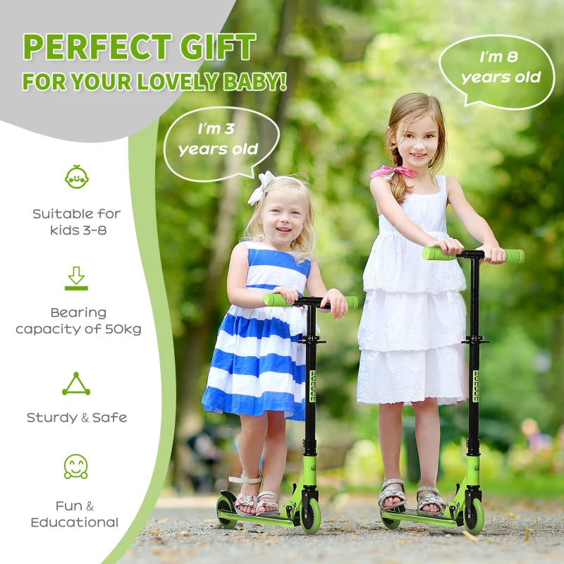 HOMCOM Scooter for Kids  age 3-8 years - Green