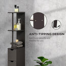 HOMCOM Tall Bathroom Storage Cabinet With Shelf And Drawers, Brown