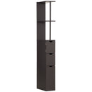 HOMCOM Tall Bathroom Storage Cabinet With Shelf And Drawers, Brown
