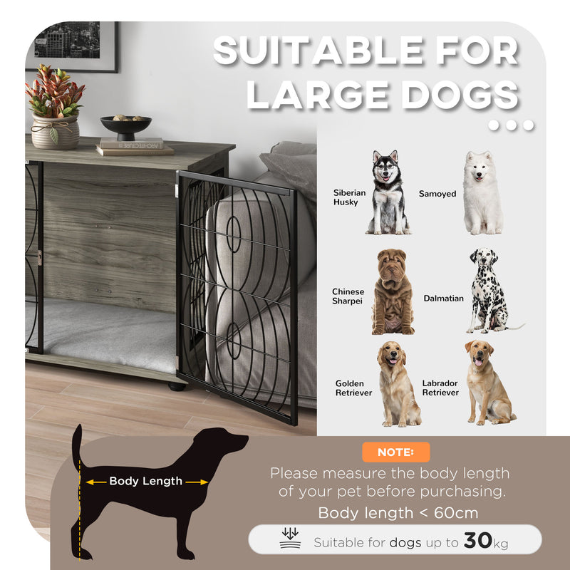 PawHut Dog Crate Furniture End Table w/ Cushion