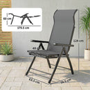 Outsunny Folding Reclining Garden Chairs Set Of 2 With Footrest, Dark Grey