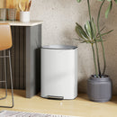 HOMCOM Pedal Bin With Soft-Close Lid, 50L Kitchen Bin With Carry Handle Cream