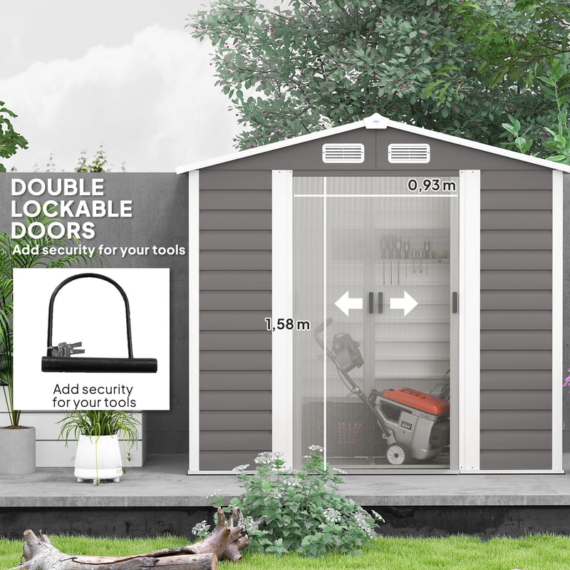 Outsunny 7 x 4ft Upgraded Metal Shed with Lock, Easy to Assemble