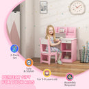 ZONEKIZ Kids Desk And Chair Set With Storage For 5-8 Years, Pink