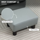 HOMCOM Chic Faux Leather Footstool Small Footrest With 4 Plastic Legs, Grey