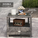 Outsunny 3 Pieces Rattan Bistro Set with Cushions for Outdoor, Grey