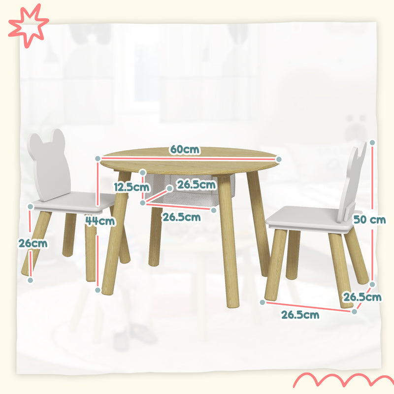 AIYAPLAY 3 Pieces Toddler Table And Chair Set W/ Centre Mesh Bag
