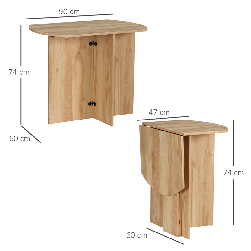 HOMCOM Foldable Dining Table Compact Drop Leaf Table for Kitchen White