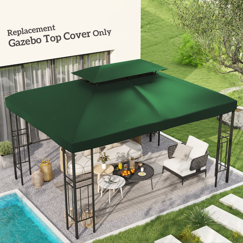 Outsunny 3x4m Gazebo Replacement Roof Canopy 2 Tier Top UV Cover