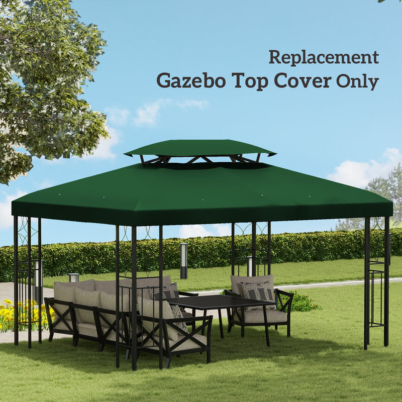 Outsunny 3x4m Gazebo Replacement Roof Canopy 2 Tier Top UV Cover