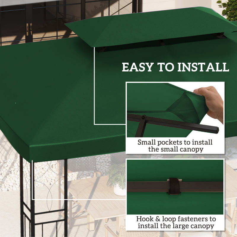 Outsunny 3x4m Gazebo Replacement Roof Canopy 2 Tier Top UV Cover