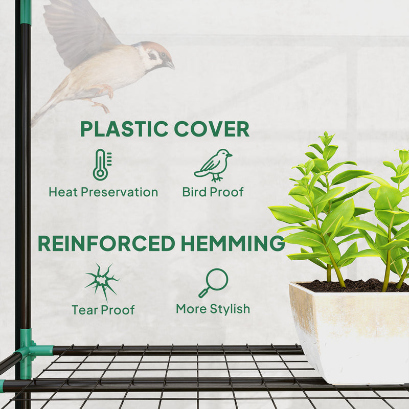 Outsunny 3 Tier Lean-to Mini Greenhouse With Plastic Cover, Clear
