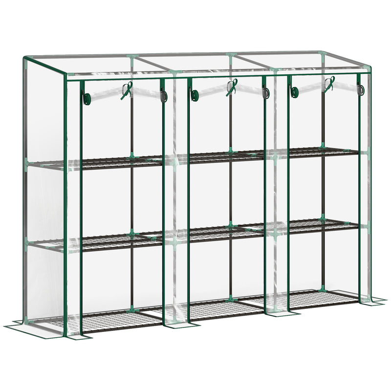 Outsunny 3 Tier Lean-to Mini Greenhouse With Plastic Cover, Clear