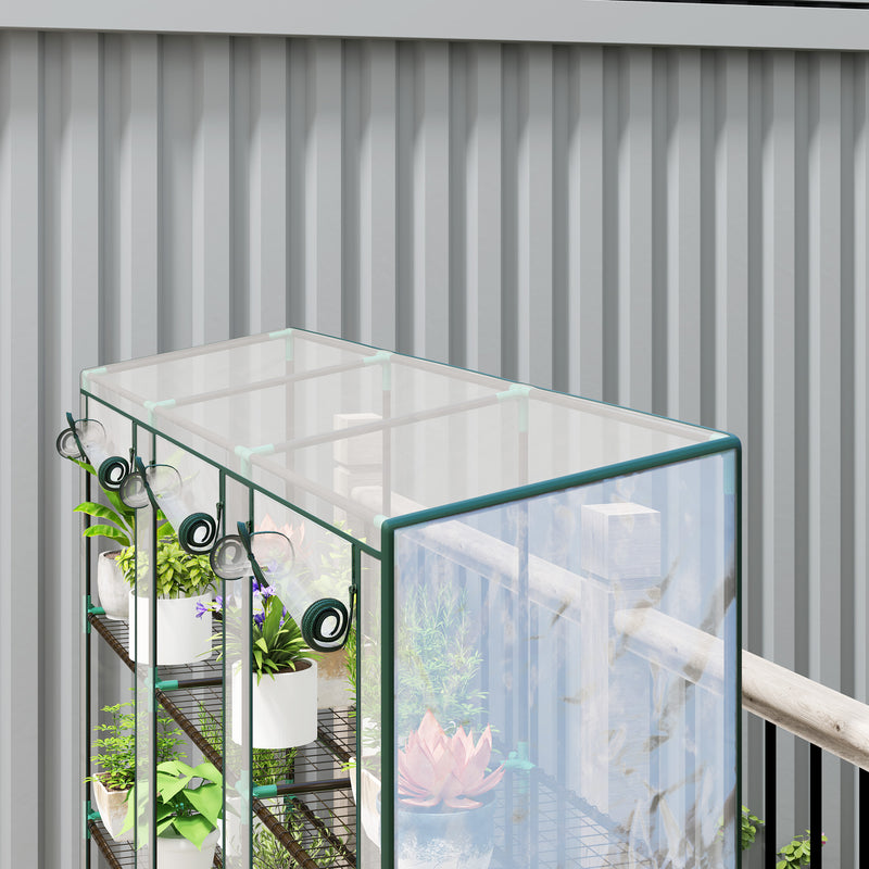 Outsunny 3 Tier Lean-to Mini Greenhouse With Plastic Cover, Clear