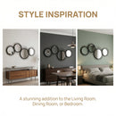 HOMCOM Metal Wall Art Decorative Mirror Decor Modern Wall Sculpture, Black